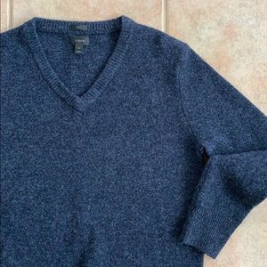 J Crew Mens Slim Lambs Wool V Neck Sweater in Navy